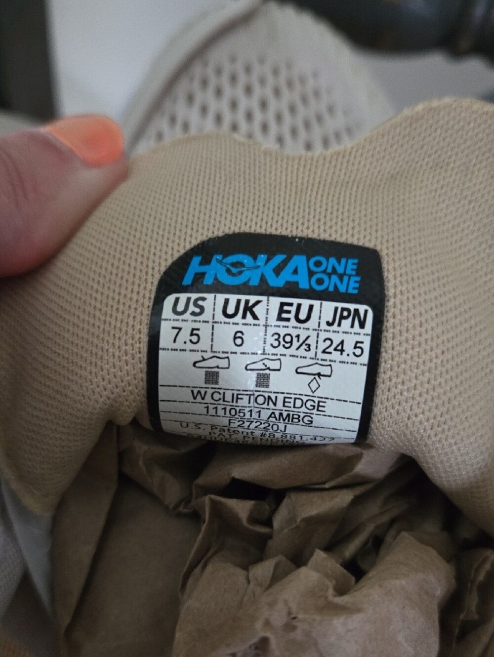 Hoka Clifton Edge Women's Running Shoes in Almond Milk/ Beige - Picture 5 of 7